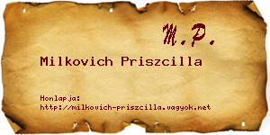 Milkovich Priszcilla névjegykártya
